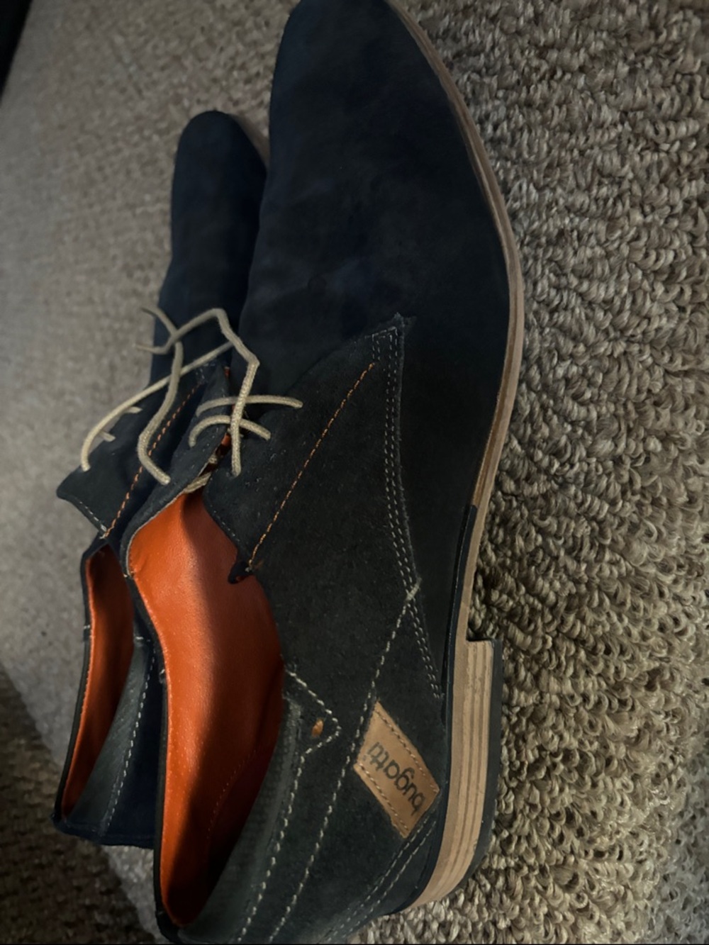 Bugatti Navy Suede Chukka Boots with Tan Lining